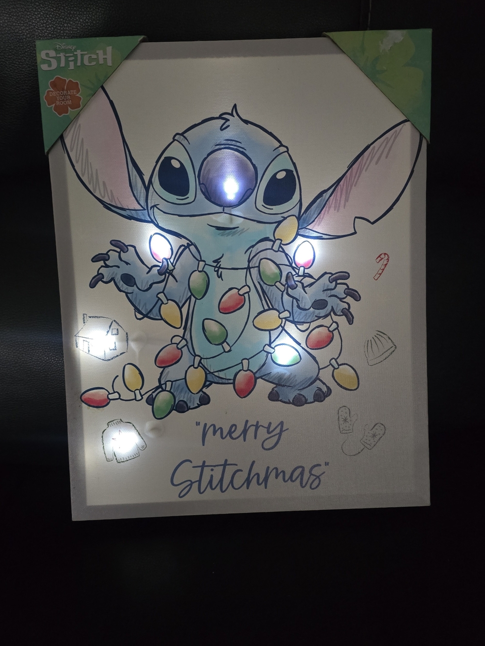 Disney Stitch "Merry Stitchmas" Light-Up Canvas Size 14"X11"
